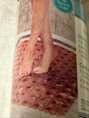 Huntington Home Square Pebble Shower Mat Coral NWT